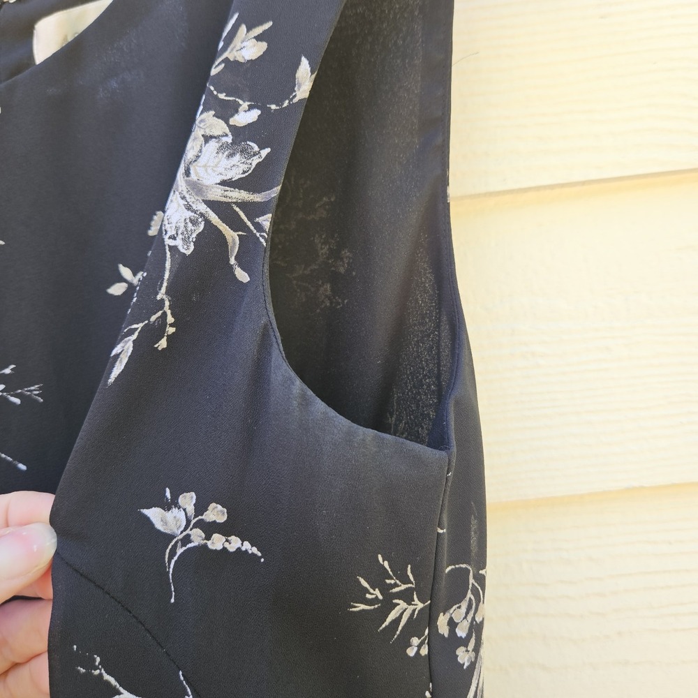 Vtg Casual Corner Floral Maxi Dress Womens 12 Cottagecore Ethereal Dark Romantic - Picture 3 of 14